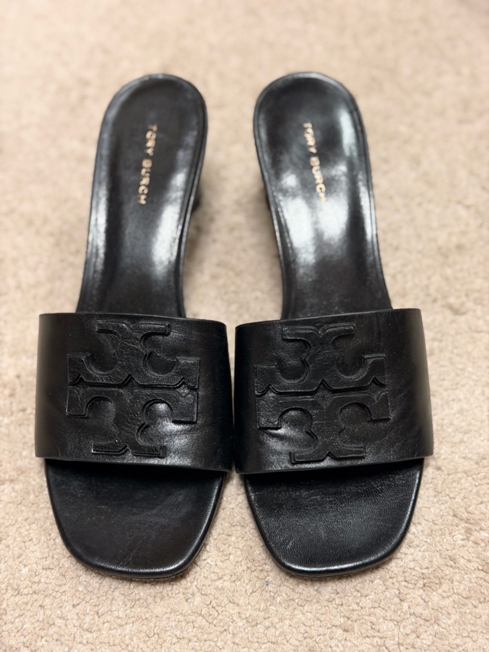 Tory Burch Ines Heeled Mule in Black Leather - Picture 3 of 6